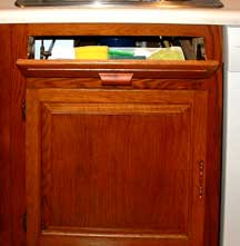 Place to store sponges under sink